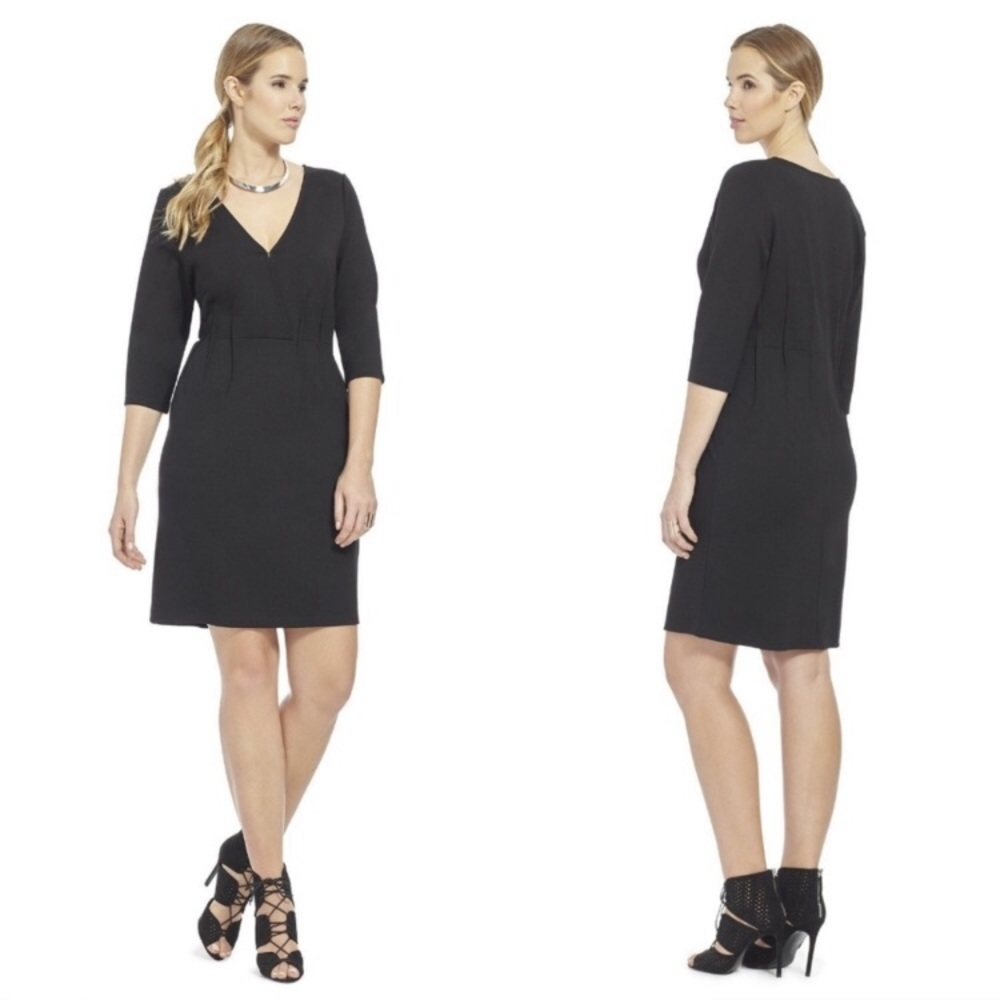 Carmakoma Robin Black Ponte Knit Vneck Dress Sz 18